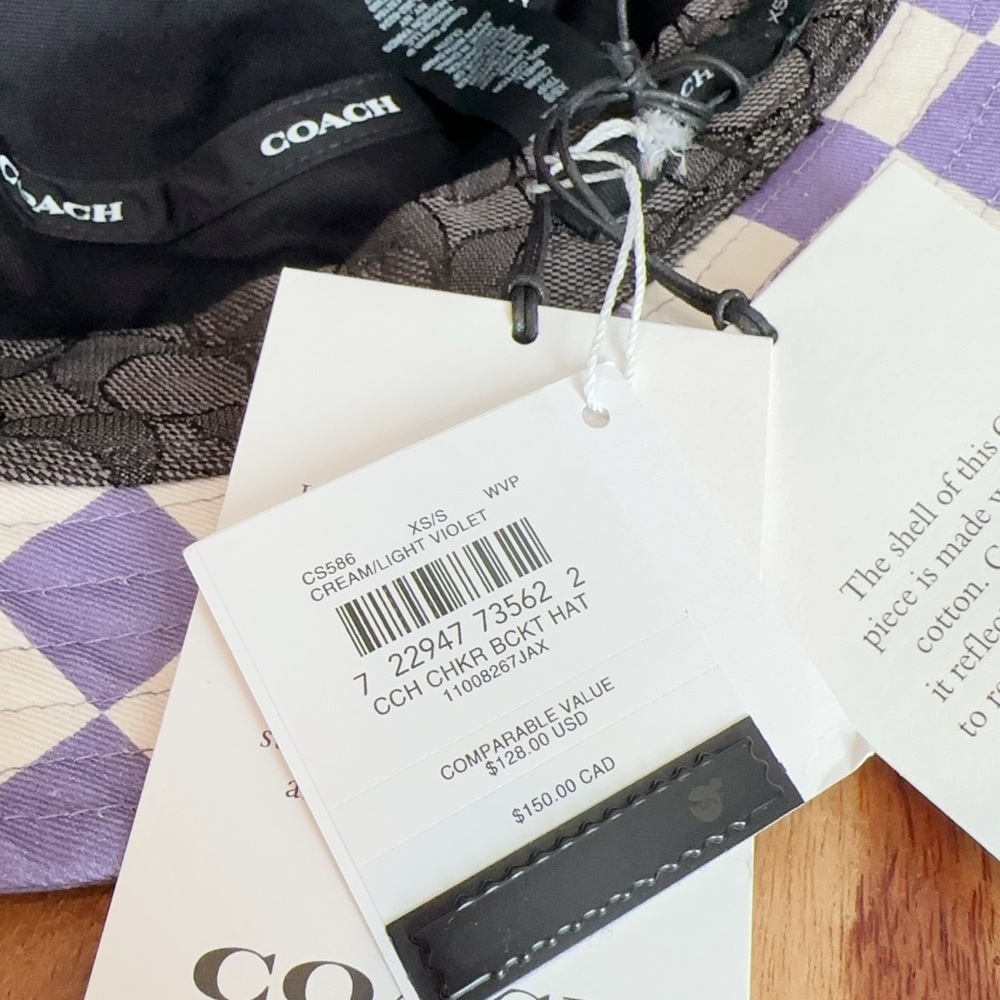 NWT Coach Checkerboard Print Bucket Hat size XS/S - Picture 5 of 10